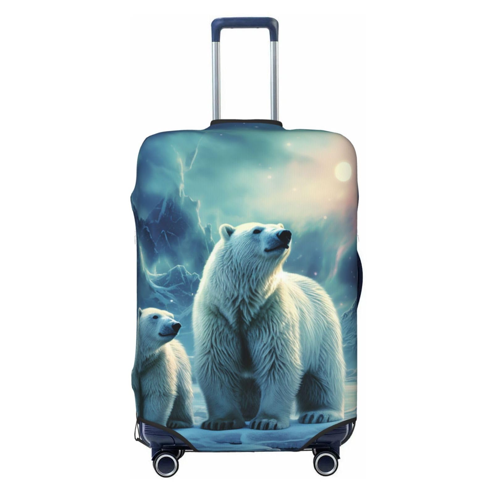 CSGJMYGS Polar Bears Northern Lights Gepäckabdeckungen für Koffer, waschbar, modisch, dehnbar, kratzfest, passend für 45,7 - 81,3 cm Gepäck, XL, Schwarz, XL, Schwarz , XL