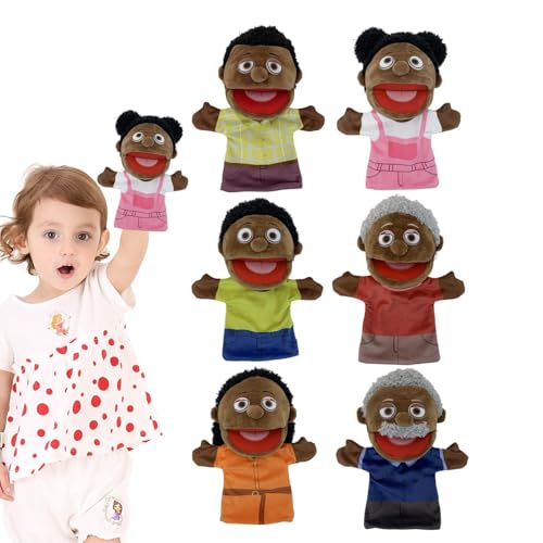 6-teiliges Handpuppen-Set – Handpuppen für Familien | Handpuppen für Kinder Rolle Paly Familienmitglieder | Theaterpuppen für Familienmitglieder 28 cm Multikulturell Mit