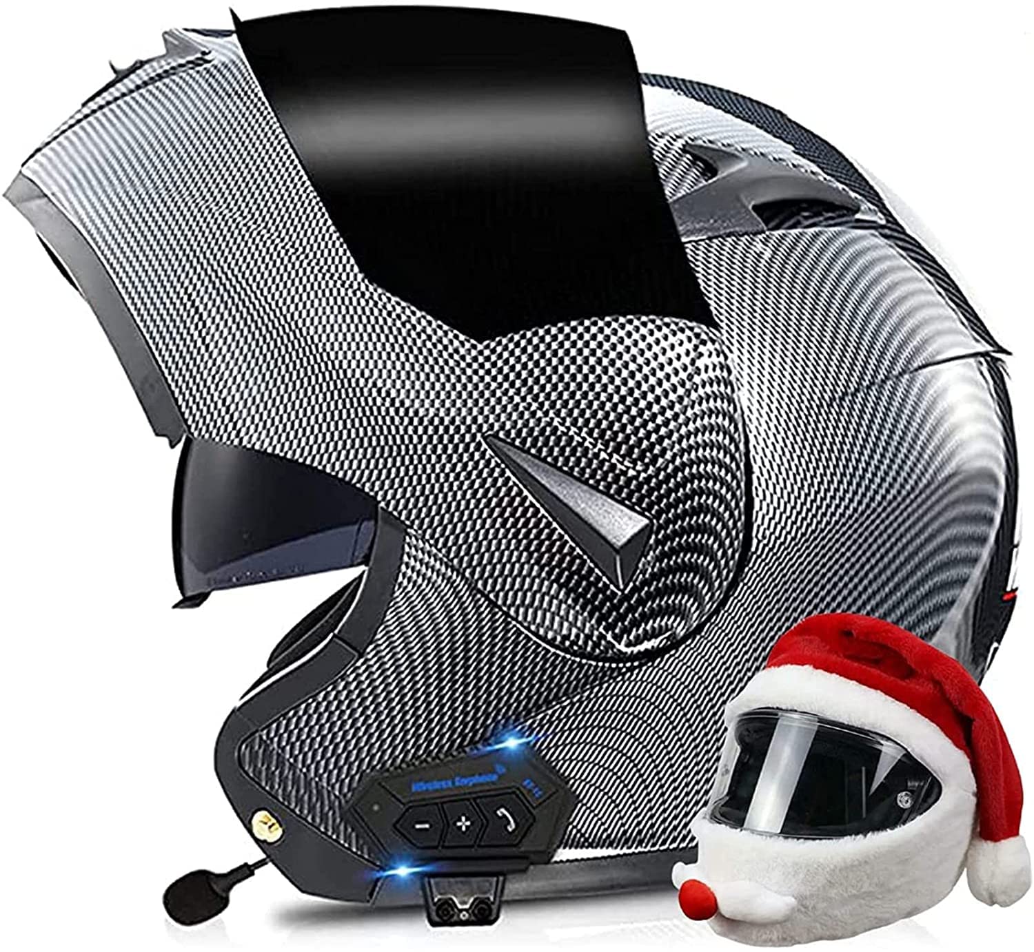 Klapphelm Integrierter Bluetooth Motorradhelm Mit Doppelvisier Modular-Helm DOT/ECE Genehmigt Motorrad Full Face Helm Rollerhelm Anti-Fog-Doppelspiegel Sturzhelm Unisex