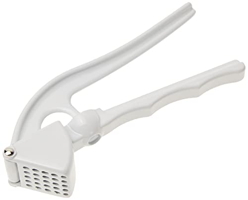 KitchenCraft 2-in-1 Knoblauchpresse / Entkerner aus Metall, Farbe: Weiß, 17 cm, 36 x 90 x 249 Millimeter, 270g, 12 Monate Garantie