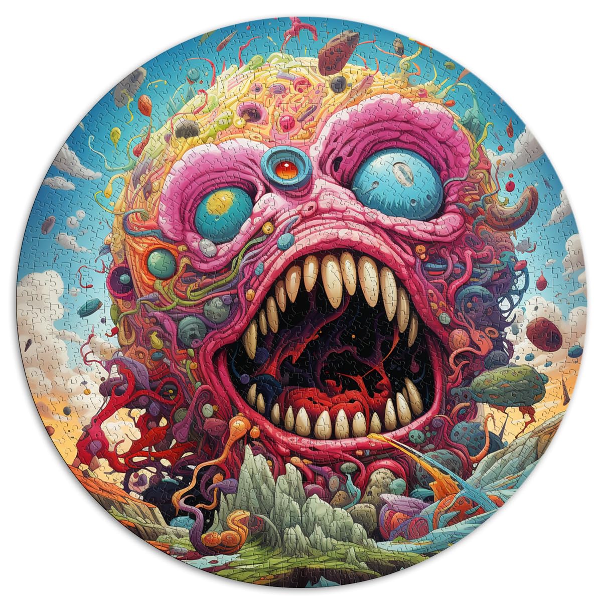 Puzzlespiel „Monster fressen“ 1000 Teile Puzzle für Erwachsene 67,5 x 67,5 cm Denksport-Puzzle mit vollständig ineinander greifenden und zufällig geformten Teilen