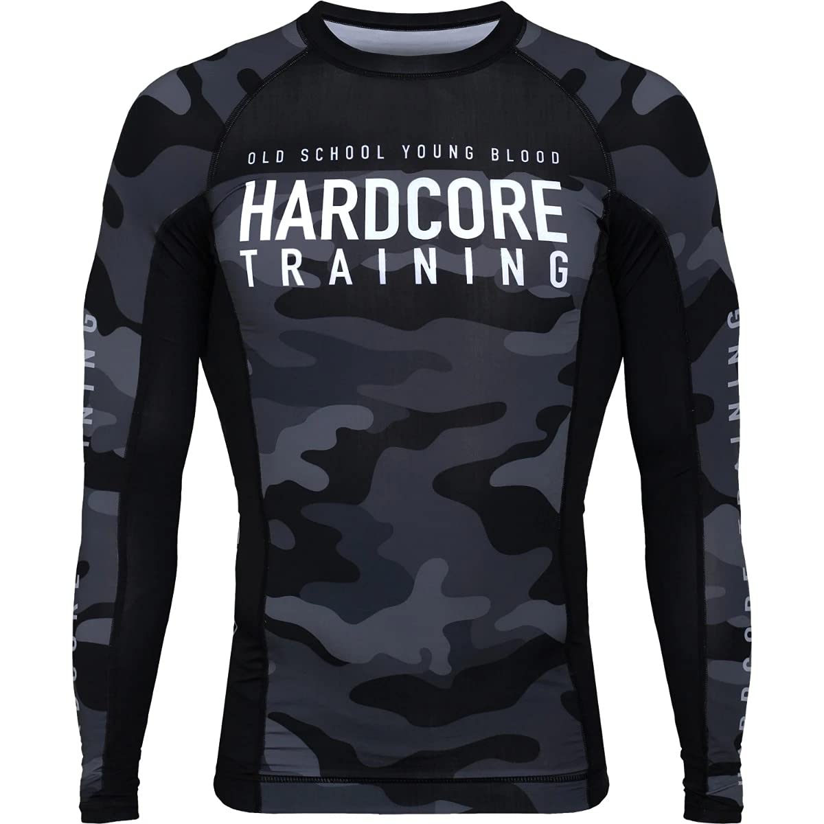 Hardcore Training Night Camo 2.0 Black/Grey Rash Guard Men's Kompressionshemd Herren Lange Ärmel Grappling Jiu Jitsu MMA Fitness Boxen No Gi