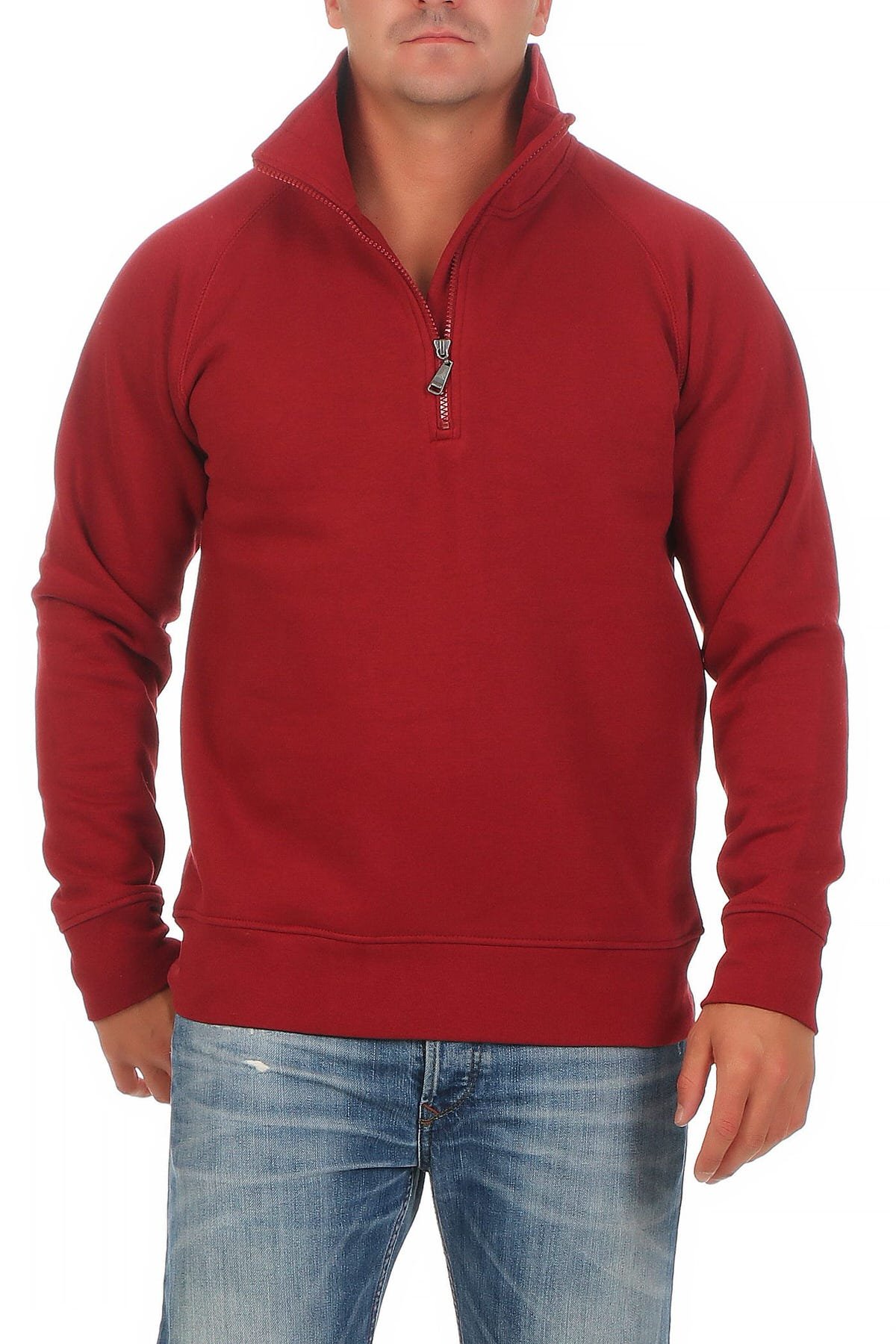 Happy Clothing Herren Pullover halber Reißverschluss ohne Kapuze, Größe:3XL, Farbe:Bordeaux