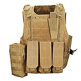 QHIU Taktische Weste Camo Molle Schutz Combat Military Weste für Softair Paintball CS SWAT Wargame Jagd Outdoor Sport