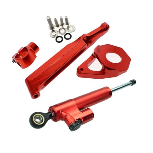 Dämpfer Lenkungsstabilisator Motorrad Aluminium Lenkung Stabilisieren Dämpfer Halterung Unterstützung Montage Kit Für CBR600RR Für CBR 600RR 2005-2006 CNC-Halterung(Red)