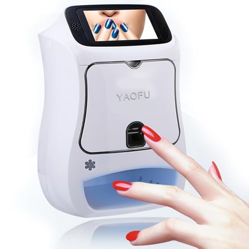 Qiang 3D-Kunstdesign Intelligenter Automatischer Nageldrucker,5-Zoll-Touchscreen,10 Sekunden Schneller Druck Mit UV-Licht/Trocknungsventilator,Kann 800 Nägel Kontinuierlich Drucken