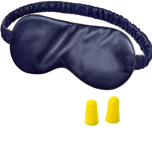100% Schlafmaske for Damen und Herren, weiche Augenmaske, bequeme natürliche Augenmaske for Schlafen (Farbe: Blau)