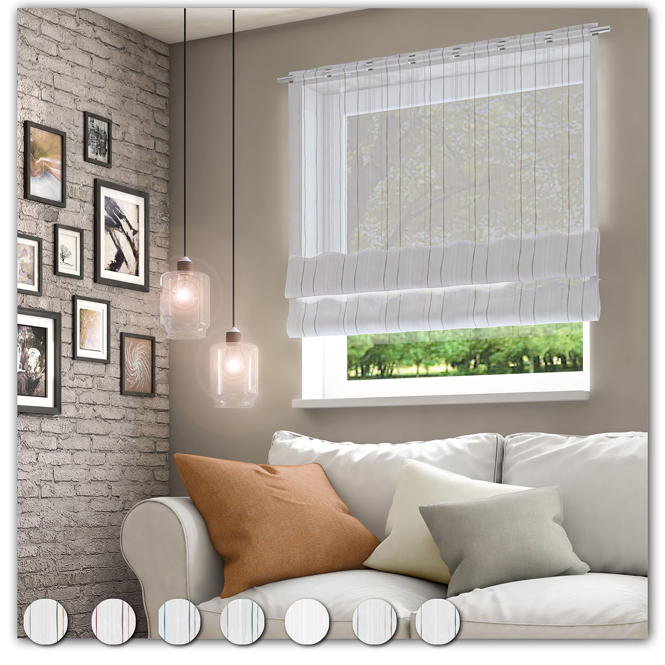 Neutex for you! Pascal Clip-Rollo mit Stangendurchzug, Vorhang, Gardine, Halbtransparent, 150 x 132 cm (H/B), 484674, Made in Europe, Oeko-Tex Standard 100, wollweiß-Natur