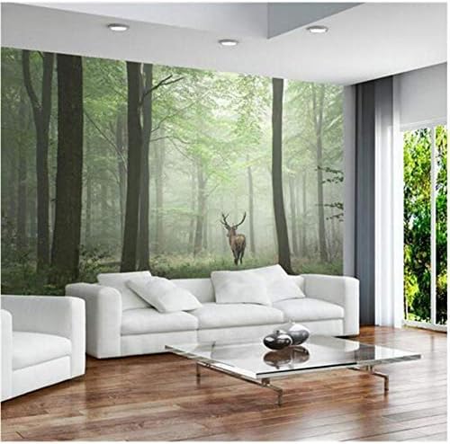 XLMING Einfache Ästhetische Wald Morgennebel Elch 3D Tapeten Home Esszimmer Sofa Schlafzimmer Wohnzimmer TV Hintergrund-150cm×105cm