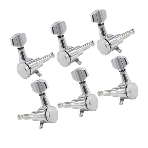 Strings Tuning Pegs Mechaniken Für Gitarre 6 Stück verchromter Stimmstift für E-Gitarre, Stimmschlüssel, Stimmschlüssel, Mechanik (Color : Three left Three right)