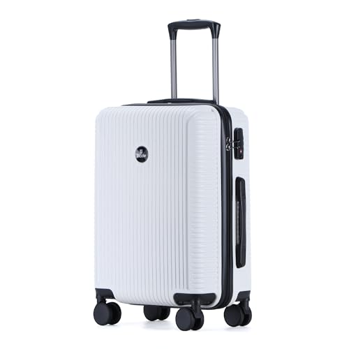 Blade Handgepäck - Hartschalen Koffer Trolley - Leichter Reisekoffer Handgepäck aus ABS+PC mit TSA Schloss - 4 Spinner Räder Koffer- Rollkoffer (Weiß-XL)