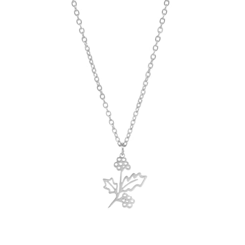 Belachick Retro Halskette Ketten Schmuck Herren Frauen Anhänger Necklace Halskette Mit Anhänger Aus Der Geburtsblumen-Kollektion, es Ästhetisches Geburtstags Für Damen, Holly-S