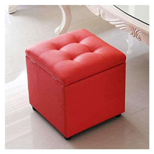 RAABYU Cube Kunstleder Aufbewahrung Fußhocker Pouf Sitzbank Spielzeugkiste Organizer Box Pouf Truhe Einzelsitz 40X40X40Cm