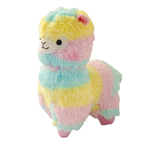 DANAIM Simulation Regenbogen Alpaka Plüschtier, Farbe Lama Stofftier Großes Alpaka Lustige Alpaka Puppe Spielzeug Kinder Geschenke Niedliches Schaf Kissen(50cm)