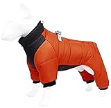 DHGTEP Warmer Fleece Hundemantel mit Beinen und Geschirr Winter Dicke Hundejacke wasserdichte Haustierkleidung für Kleine Mittlere Große Hunde (Farbe : Orange, Größe : XXL)