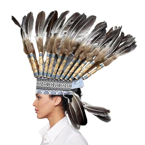 Feder-Kopfschmuck-Kostüm,Feder-Häuptling-Kopfschmuck-Kostüm - Native Feather Hat Häuptling Hut | Häuptlingshut-Federkopfschmuck, stilvoller Vintage-Federkopfschmuck, dekorativer Häuptlingshut-Federkop