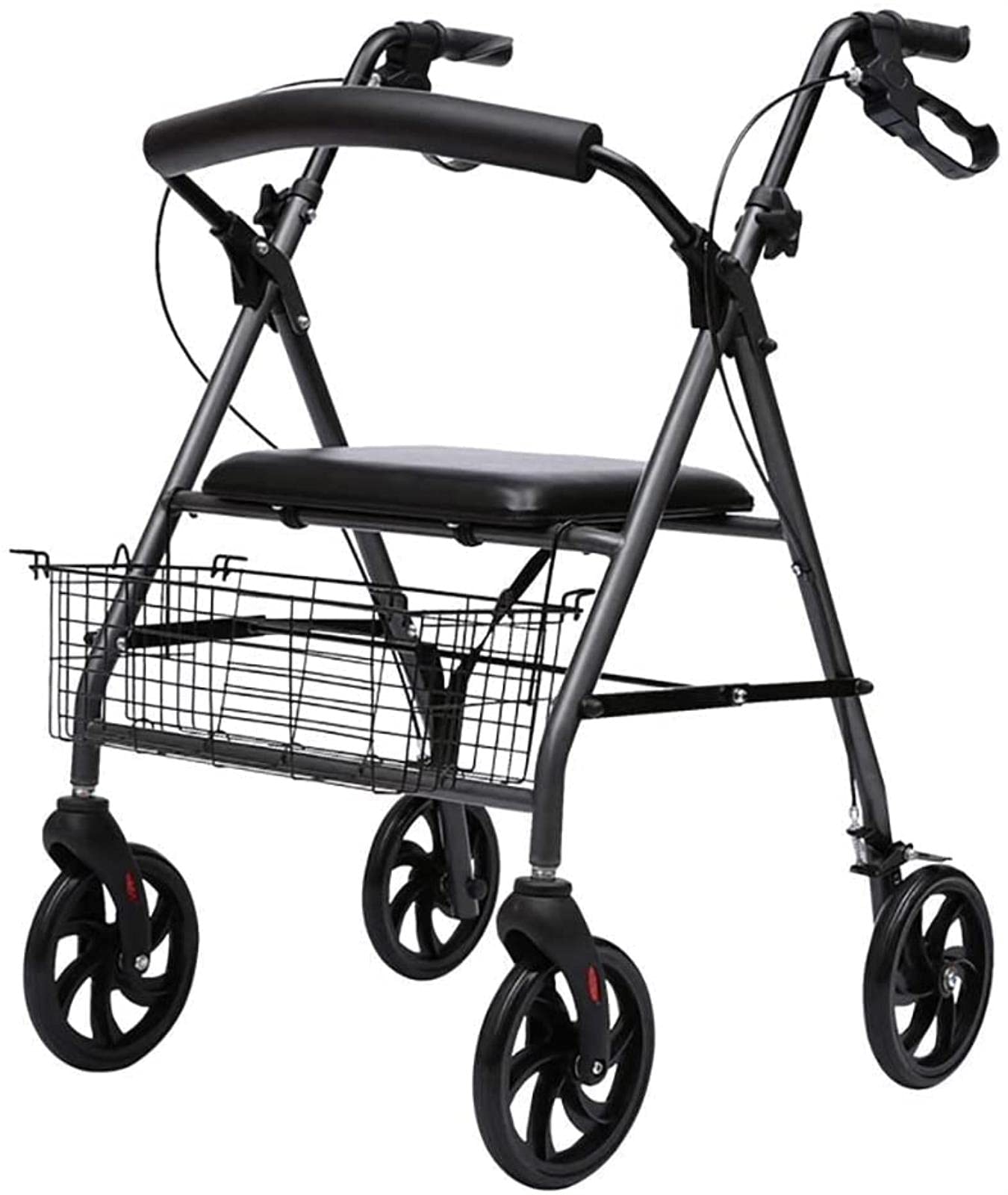 Rollator Walker für ältere Menschen, Aluminium, faltbar, Gehhilfe, Rollator, Einkaufswagen, Trolley mit Sitz und Handbremse, schmales Gehen, Sehnsucht nach Vorwärtslauf