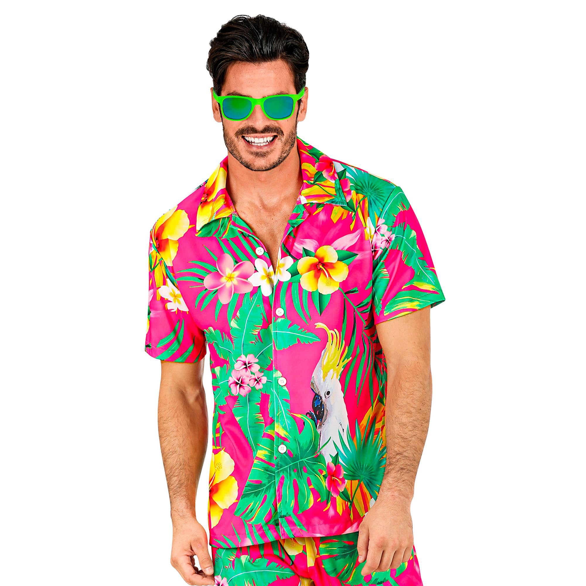 W WIDMANN MILANO Party Fashion - Hawaii Hemd, kurzarm Hemd, Blumen, Aloha, Strand Party, Verkleidung