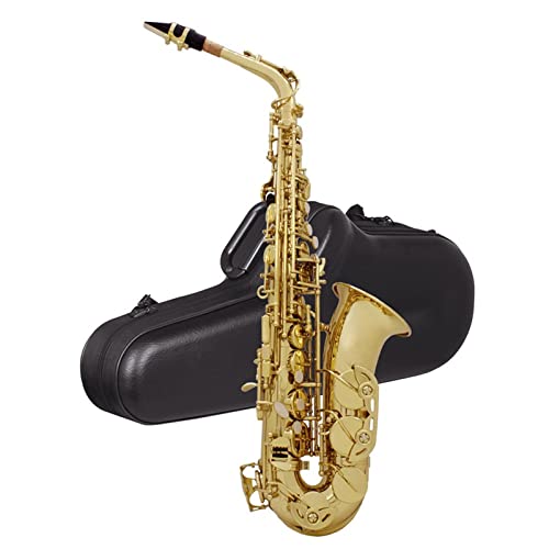 Altsaxophon EB Tune Gold Lack Silberlack SAX Hohe Qualität Messingkörper Holzwind Instrument Mit Ledertasche Reed (Color : Golden Sax)