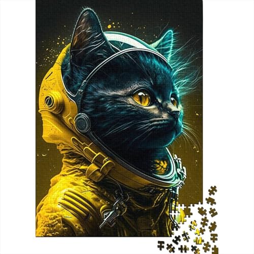 Art Bunte Katzen Puzzle für Erwachsene 1000 Teile Holzpuzzle für Erwachsene Teenager Puzzle für Erwachsene Lernspiel Herausforderungsspielzeug 75x50cm