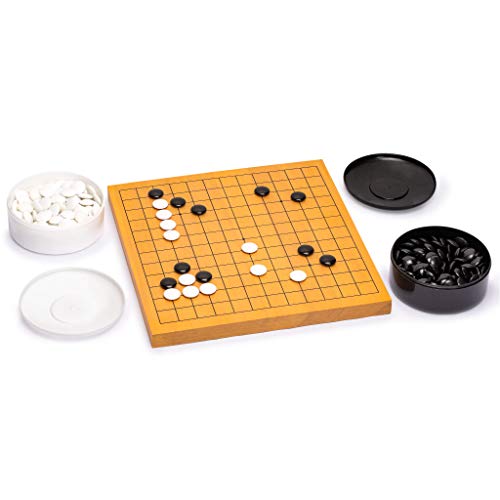 Yellow Mountain Imports Shin Kaya Reversible 13x13 / 9x9 Go Game Set Board (2cm) with Double Convex Melamine Stones