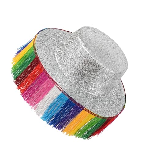 TAKOXIA Cowboyhut, schimmernde Cowboyhüte mit Regenbogenfarbenen Fransen für Abschlussbälle, Bankette, Party, Regenbogenfarben, Cowboyhüte für Erwachsene, zum Fotografieren