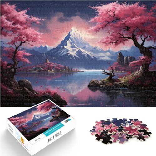 Puzzle-Geschenk, japanische Kirschblüten-Landschaftskunst, 1000-teiliges Puzzle für Erwachsene, Holzpuzzle und Geschenkidee, 1000 Teile (50 x 75 cm)