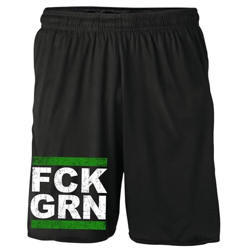 FCK GRN Shorts | Fuck Grüne Kurze Hose Anti Grün Politik Demo Anti Klimaaktivist Widerstand Hose | M1 Schwarz (L)