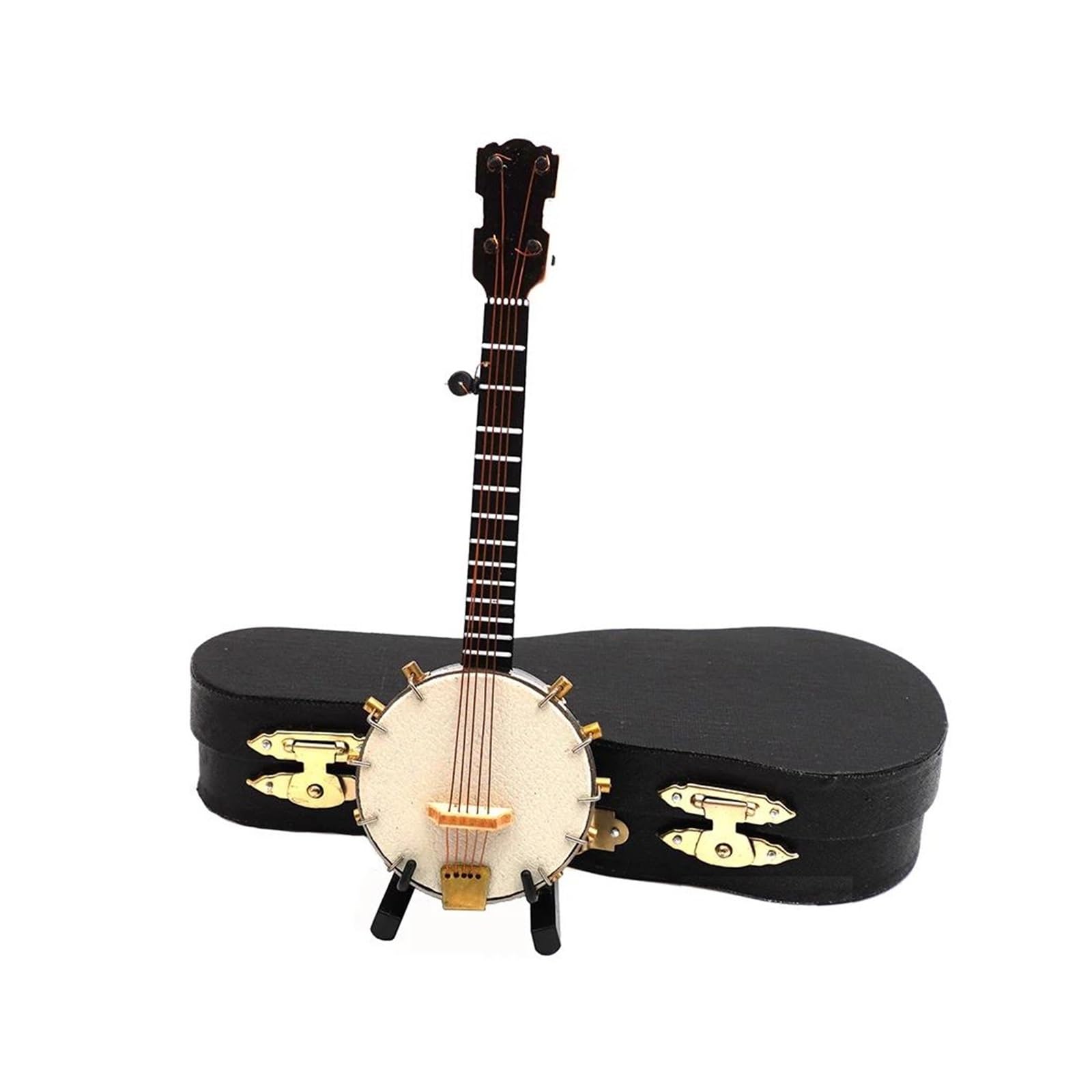 Miniatur-Banjo-Modell Aus Holz Mit Stützkoffer, Mini-Musikinstrumenten-Zubehör, Dekoration