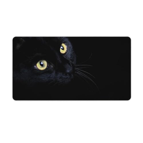 HABXNJF Große Schreibtischunterlage, schwarze Katze, Mauspad, 40 x 75 cm, rutschfeste Schreibtischschutzmatte für Zuhause, Büro