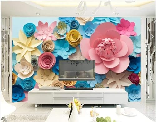 Bunte Origami-Rosen 3D Tapete Poster Restaurant Schlafzimmer Wohnzimmer Sofa TV Dekorative Wand-150cm×105cm