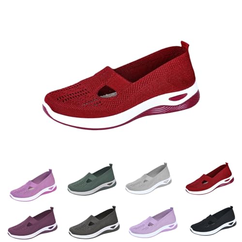 MAYFRI Bequeme atmungsaktive Strick-Sneaker für Damen, orthopädische Walking-Sneaker mit Fußgewölbeunterstützung, einstufige Damen-Sneaker