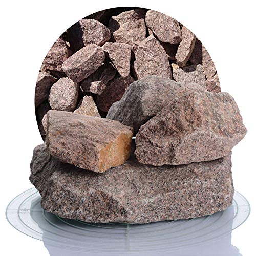 Schicker Mineral Granit Ziersplitt rot 25 kg in 8-16 mm und 16-32 mm, ideal zur Gartengestaltung, Bordeaux roter Naturstein Splitt (60-180 mm)