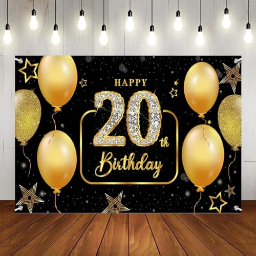 Alles Gute zum 20. Geburtstag Party Ballon Prinzessin Prinz Fotografie Hintergrund Banner Dekor Blau Cheers Thema Hintergrund Poster 210X150cm