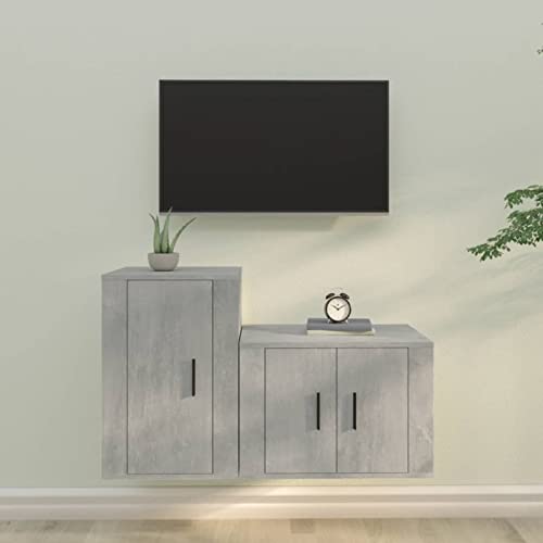 Juroupi 2-tlg. TV-Schrank-Set Wohnzimmer MöBel TV Kommode TV Table TV-Lowboard Wohnzimmer MöBel Set Betongrau Holzwerkstoff - 3188450