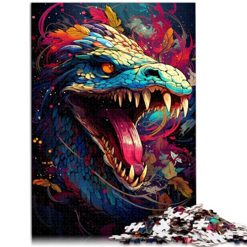 Puzzle für die farbenfrohe Psychedelie der Emerald Lake Snake, 1000-teiliges Puzzle für Erwachsene, Holzpuzzle zum Stressabbau, 1000 Teile (50 x 75 cm)