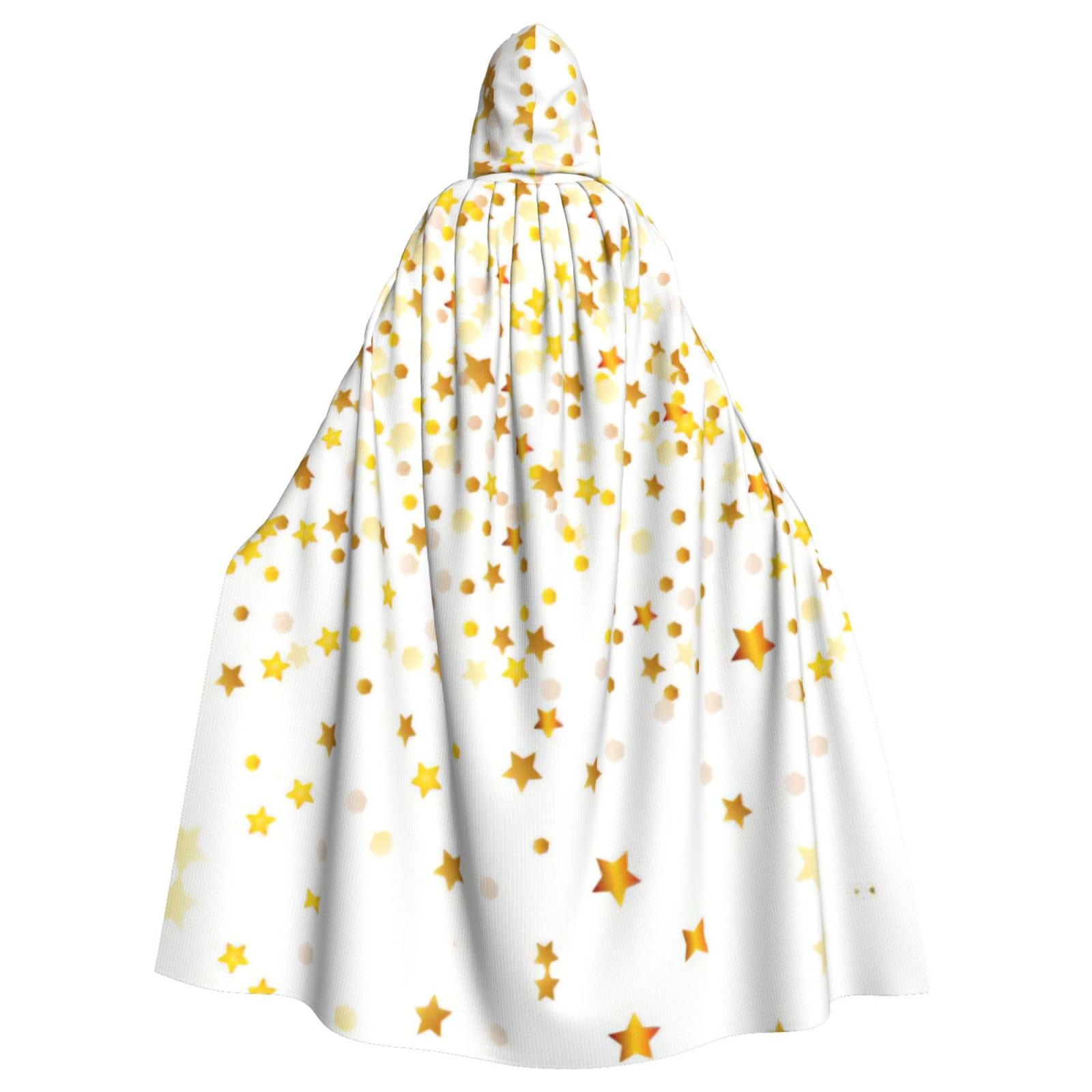 YQxwJL Sparsed Dreamy Stars And Spots Print Hooded Long Length Cape, Unisex Hooded Halloween Christmas Cloak Costumes Party Cape