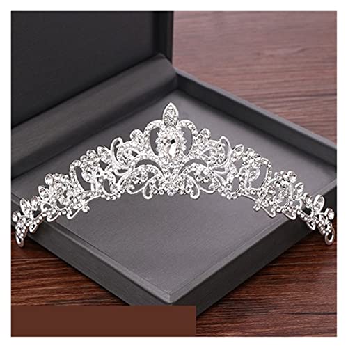 AIHEDOUJ Strass Braut Tiaras und Krone Hochzeit Haarschmuck Brautkrone Silber Farbe Hochzeit Kristall Tiara Kopfschmuck (Größe: 23) Stirnbänder (Größe: 28)