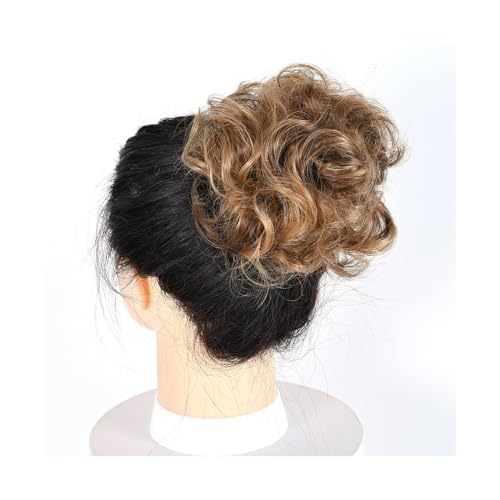 Haarteil Haargummi Lockiger, unordentlicher Haarknoten, Chignon, Donut, Haarpolster, elastisches Haar, synthetisches Haarteil for Frauen Haarverlängerung(9H19)