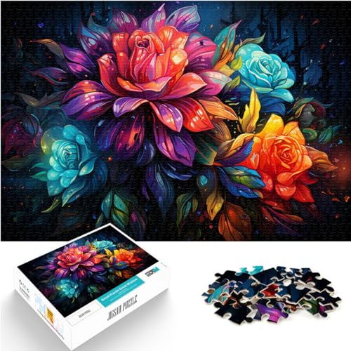 Puzzle, Lernspiele, bunte Rose, lustiges Puzzle für Erwachsene, 1000-teiliges Holzpuzzle, Weihnachts- und Geburtstagsgeschenke, 1000 Teile (50 x 75 cm)