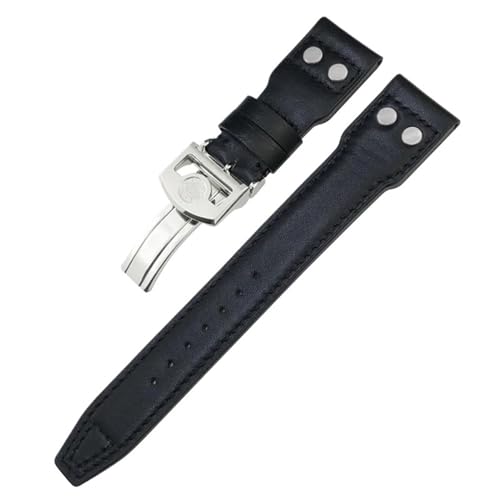 IOTUP Nieten-Uhrenarmband aus echtem Leder, 20 mm, 21 mm, 22 mm, passend für IWC Big Pilot IW377714 Spitfire Top Gun, braunes Rindslederband, 21 mm, Achat