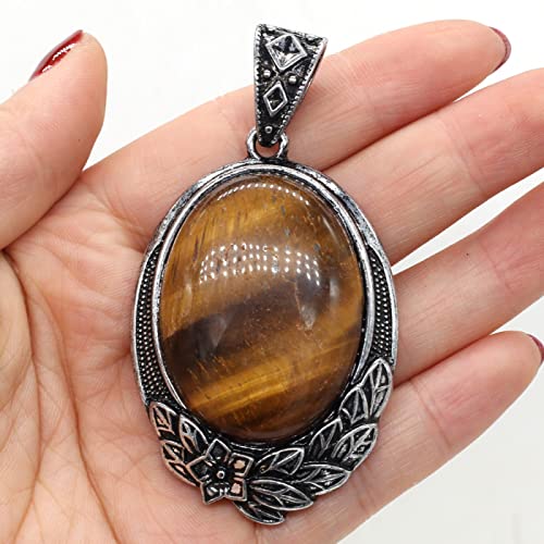 Naturstein-Abalone-Muschel-Anhänger Cabochon-Rosenquarz-Korn-Boho-Charms für DIY-Halsketten-Schmuckherstellung,Tigerauge-Stein