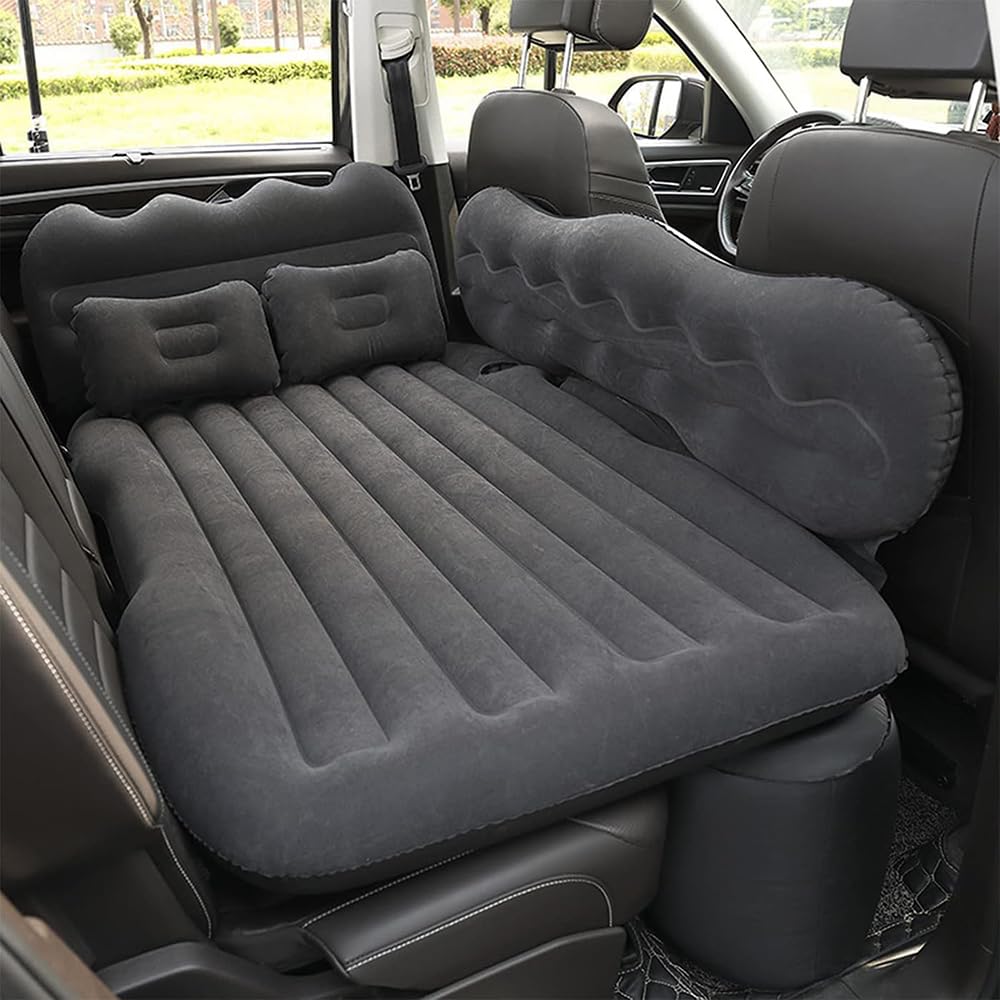 SNMHH Auto Luftmatratze für Range Rover Evoque, Autobett Reisen Camping Aufblasbare Matratze Rückbank Tragbare Kissen Luftpumpe Tragbar Schlafen,Black-A