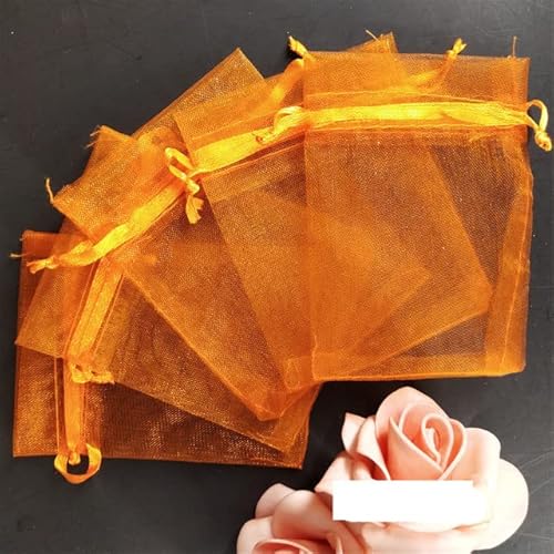 100 STÜCKE 7x9 9x12 10x15 11x16 13x18 15x20 17x23 CM Organzabeutel Schmuckverpackungsbeutel Duftsäckchen Geschenkbeutel 7Z-orange,10x15 cm-SH314-100,Andere