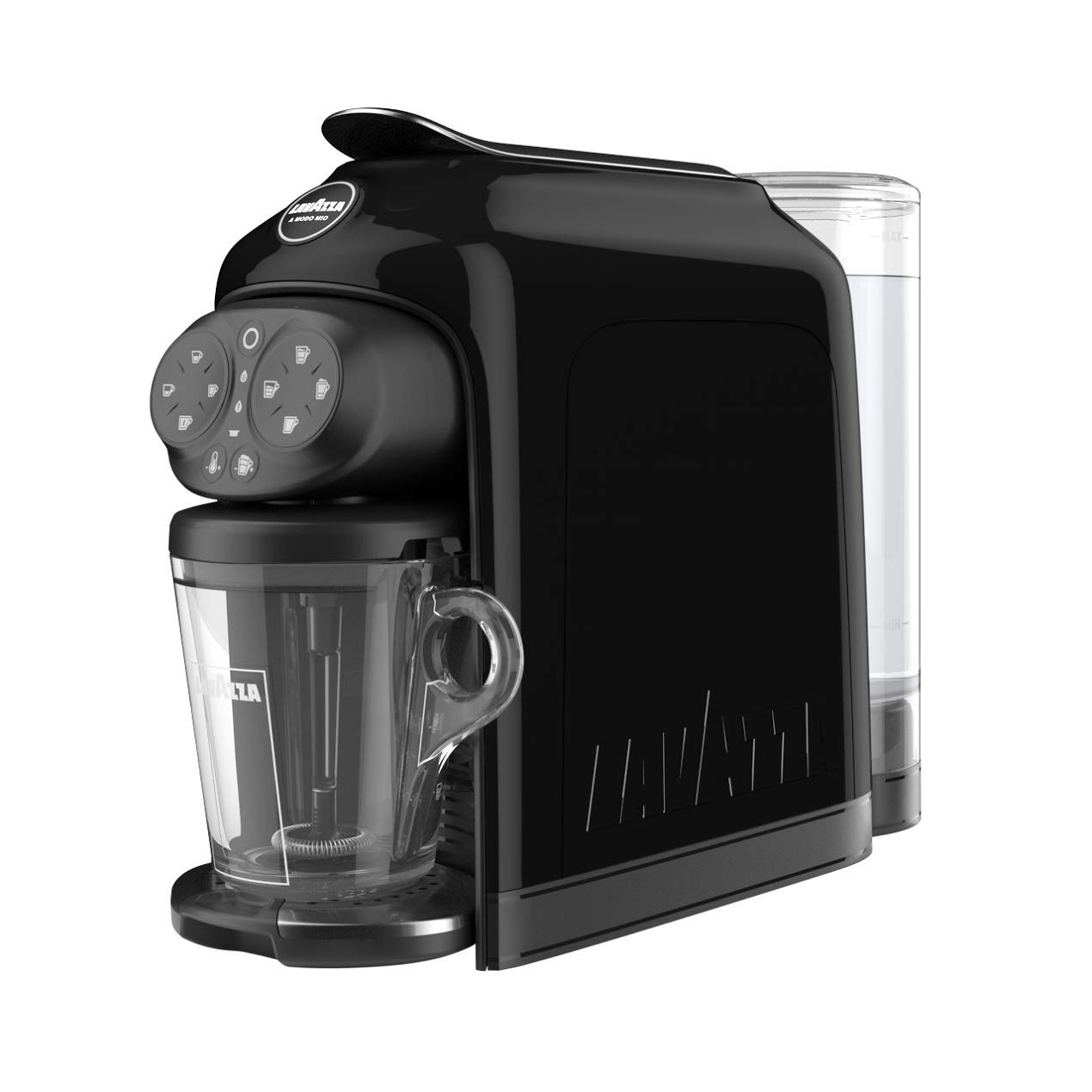 Lavazza, A Modo Mio Deséa Kapsel-Kaffeemaschine, Kompatibel mit A Modo Mio Kapseln, Touch-Interface, Signalton, Abschaltautomatik, Spülmaschinenfeste Zubehörteile, 1500 W, 220-240 V, Tintenschwarz