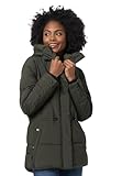 MARIKOO Damen Winter Jacke gesteppte Winterjacke Stepp warm B947 [B947-Akum-Dark-Olive-Gr.L]