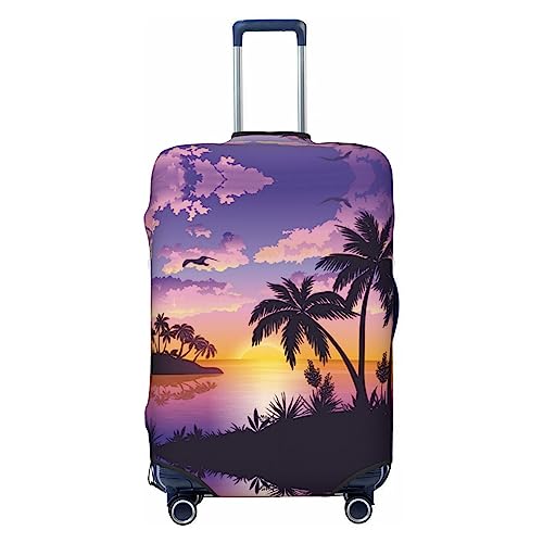 Miniks Summer Palm Tree Reisegepäckabdeckung, robuster Koffer-Schutz, passend für 45,7 - 81,3 cm große Gepäckstücke, Schwarz, Large