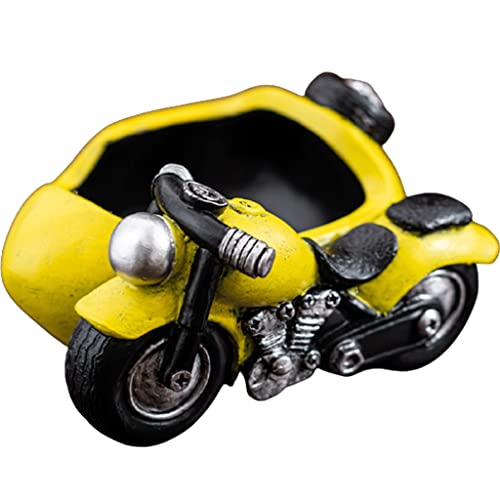 WMYDNX Raucher Harz Motorrad Aschenbecher, Anti-Fliegen-Asche-Mode Retro-Aschenbecher, kreatives Wohnzimmer-Büro-Asche-Tablett for Zigaretten-Zigarre rutschfest (Color : Yellow)