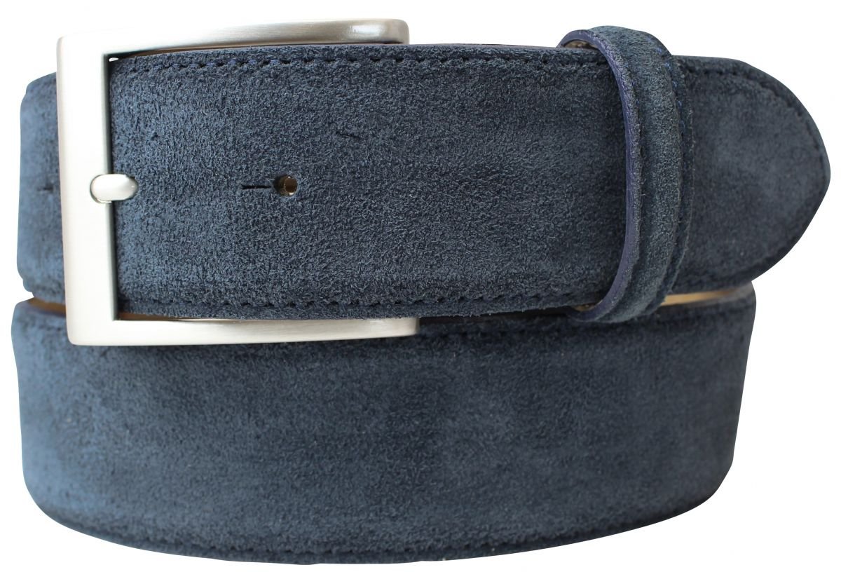 BELTINGER Gürtel aus Veloursleder 4 cm | Hochwertiger Velour-Ledergürtel für Herren 40mm | Herren-Gürtel Wildleder-Gürtel 4cm | Dunkelblau 90cm