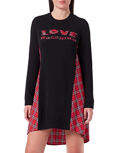 Love Moschino Damen Long-sleeved Dress, Red Black, 38 EU